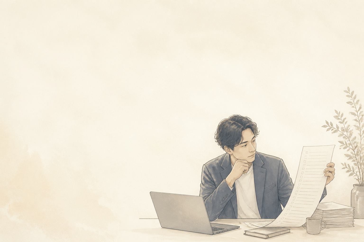 AIに任せる仕事を考える事業者のイラスト